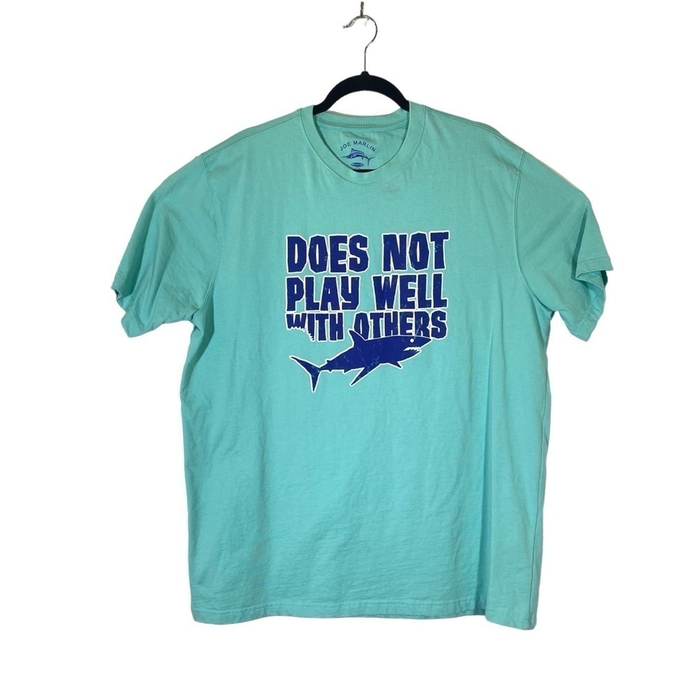 Joe Marlin men's size XL Graphic tee crew neck short sleeve teal aqua